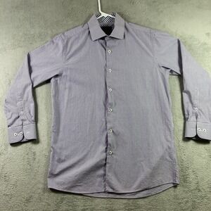 Tattersall Shirt Men 16 32/33 Blue Striped Button Up Dress Casual Preppy LS